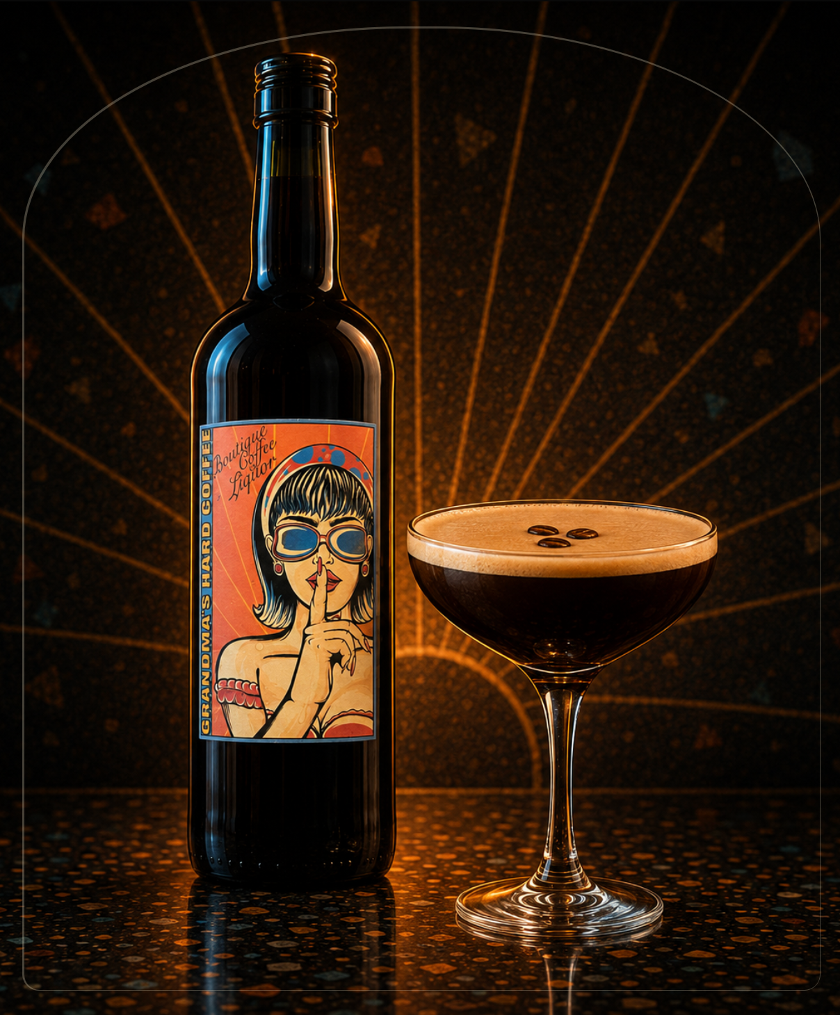 Grandma’s Hard Coffee bottle and espresso martini branding design